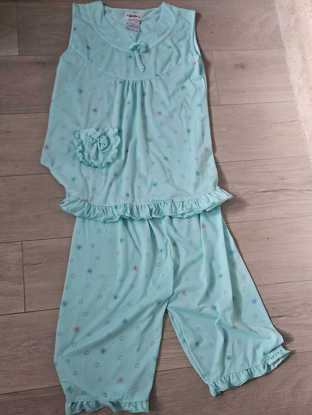NWOT Just Love Mint Green Heart Print Pajama Set